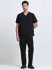 MedAir Men Black V-Neck Scrub Set