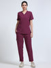 MedAir Women Wine V-Neck Scrub Set