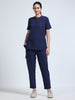 MedAir Women Navy Mandarin Collar Scrub Set