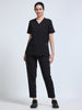 MedAir Women Black V-Neck Scrub Set