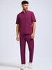 MedAir Men Wine Half-Zip Collar Scrub Set