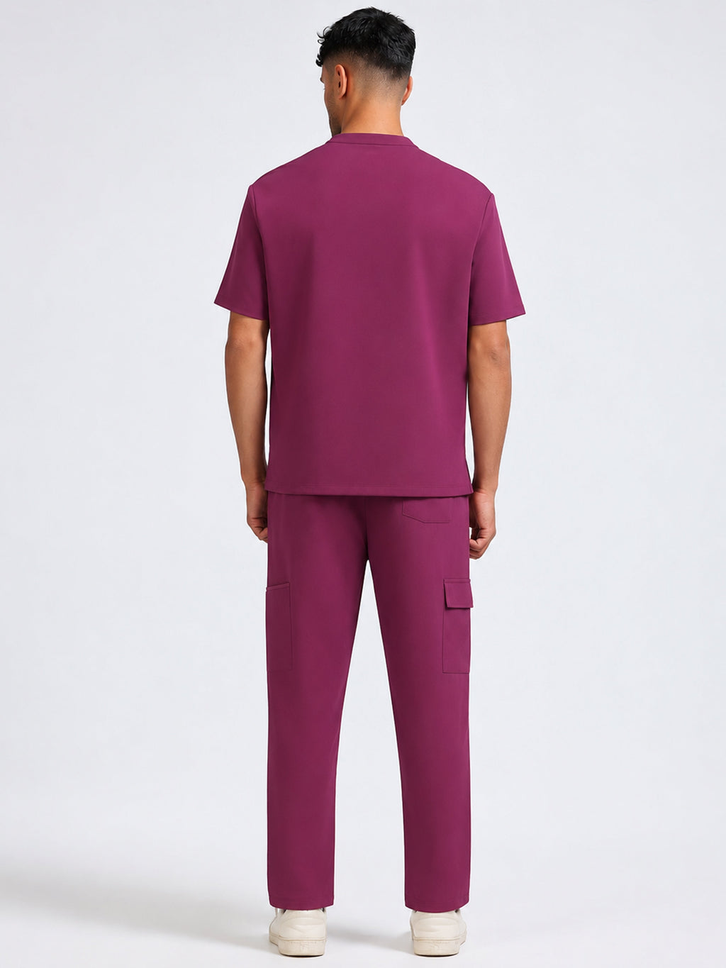 MedAir Men Black Half-Zip Collar Scrub Set - Full Length Front