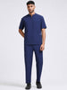 MedAir Men Navy Blue Half-Zip Collar Scrub Set