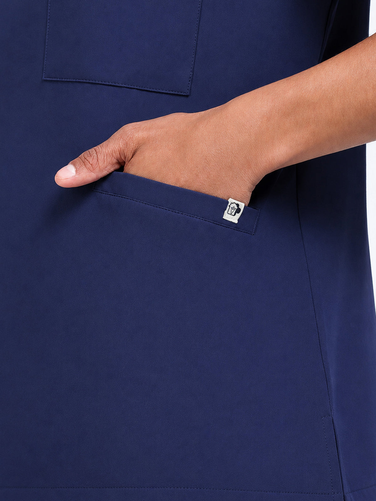 MedAir Men Navy Blue Half-Zip Collar Scrub Set - Lifestyle Front View